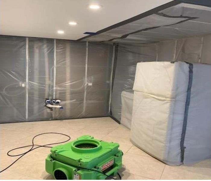 Containment set up in a Deerfield Beach, FL home to protect from spreading mold